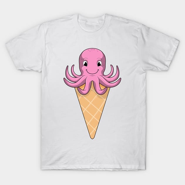 Octopus with Ice cream cone T-Shirt by Markus Schnabel